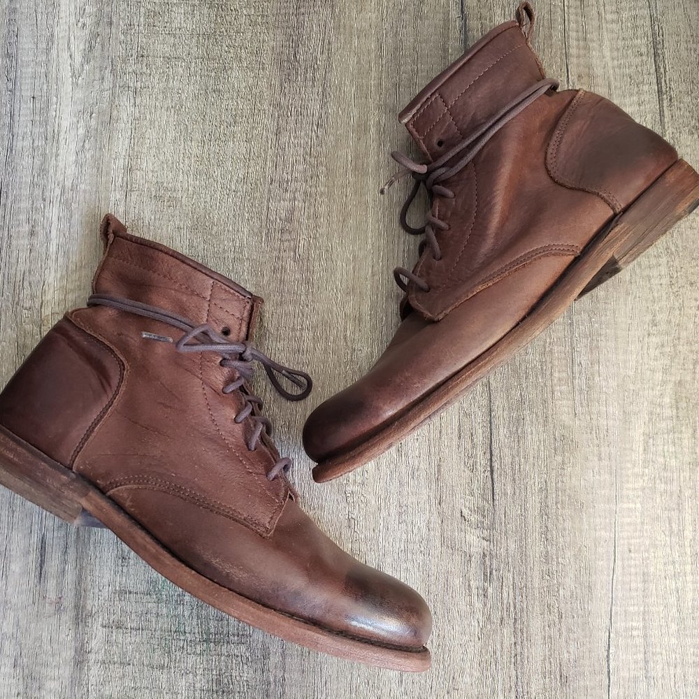 Vintage Shoe Company Bluff Combat Boot sz 10M in Chocolate Harness Leather